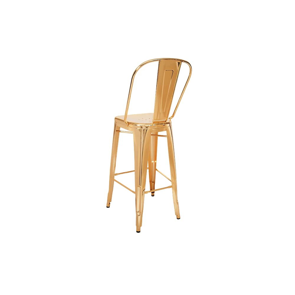Bistro-Style Metal Bar Stool in Gold Finish