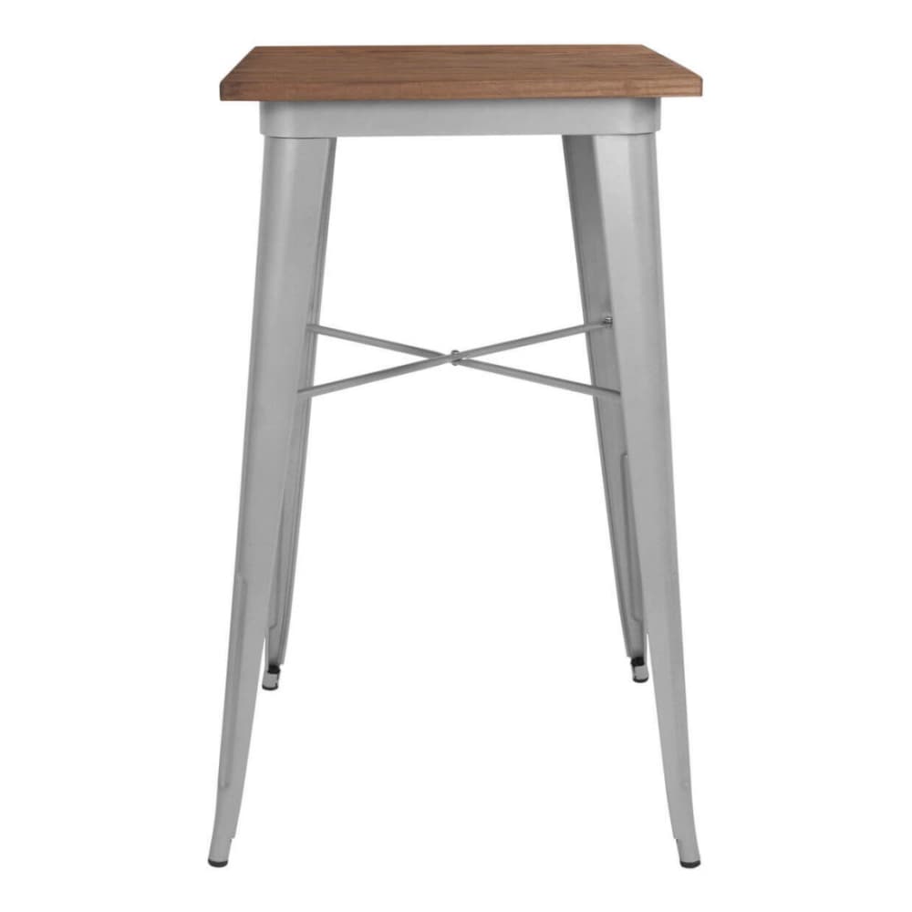 Bar table selection, Industrial Silver bar-height with dark walnut wood top