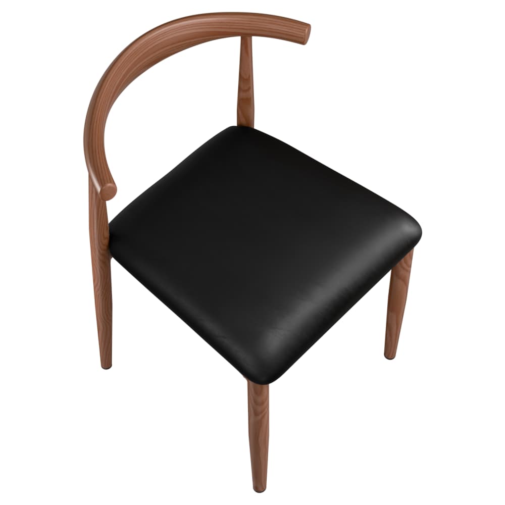 Dining chair selection, Wood Grain metal in walnut finish with padded seat