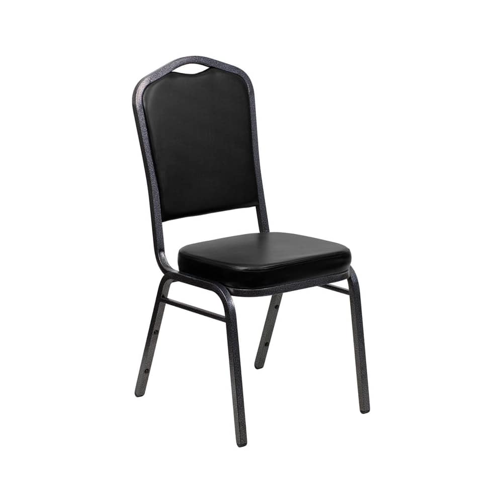 Dining chair selection, Silver vein metal stack in black vinyl