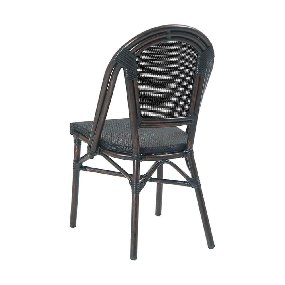 Aluminum Bamboo Patio Chair with Black Rattan, Black Frame