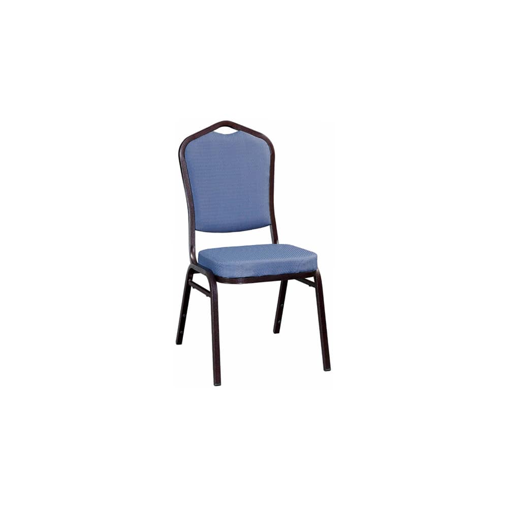 Dining chair selection, Metal stack, copper vein frame with blue 2011 fabric
