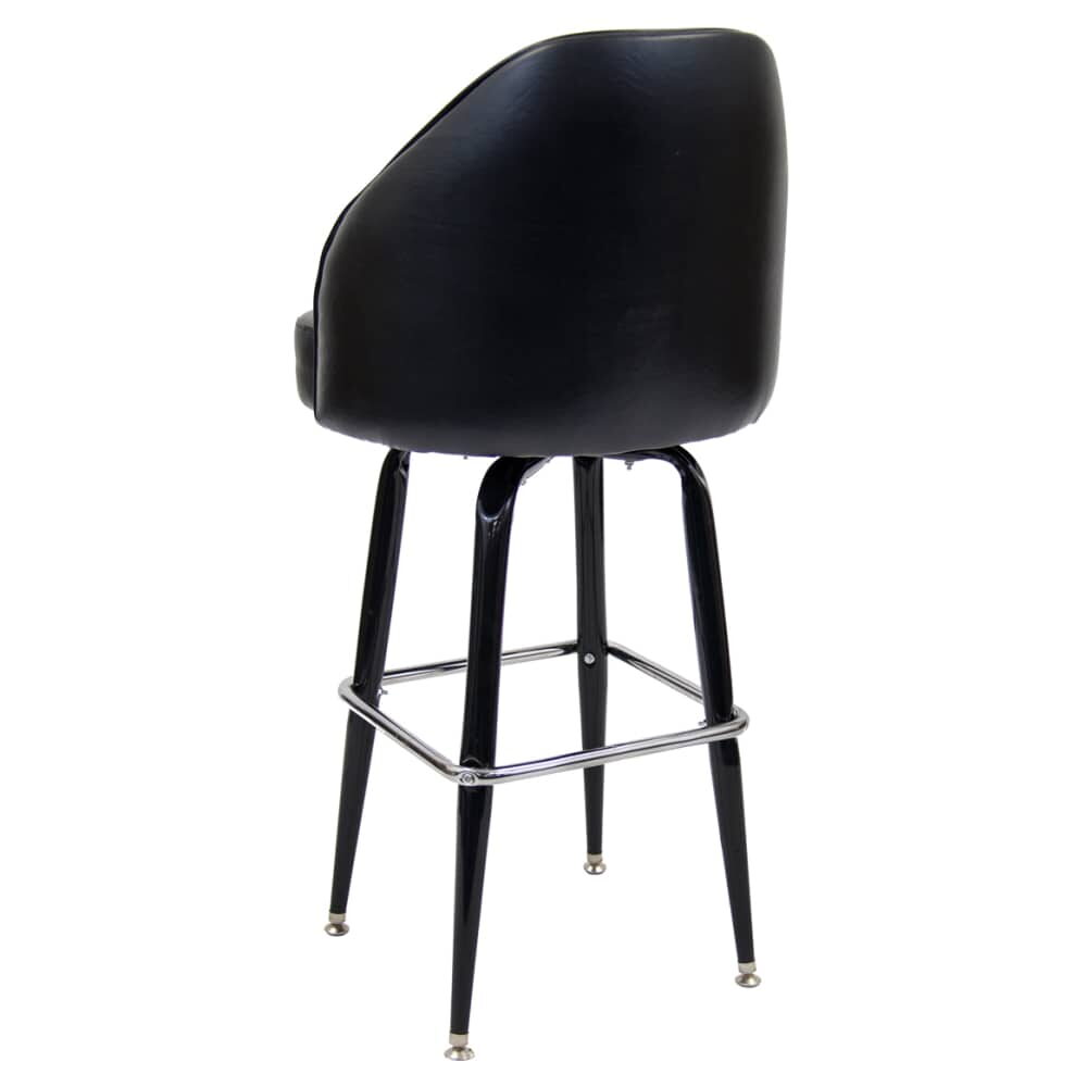 Swivel Bar Stool with Black Coated Frame and Extra Curved Bucket Seat