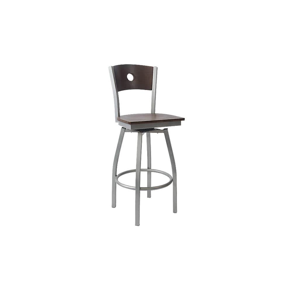 Bar stool selection, Silver Interchangeable back metal swivel with a Circled back
