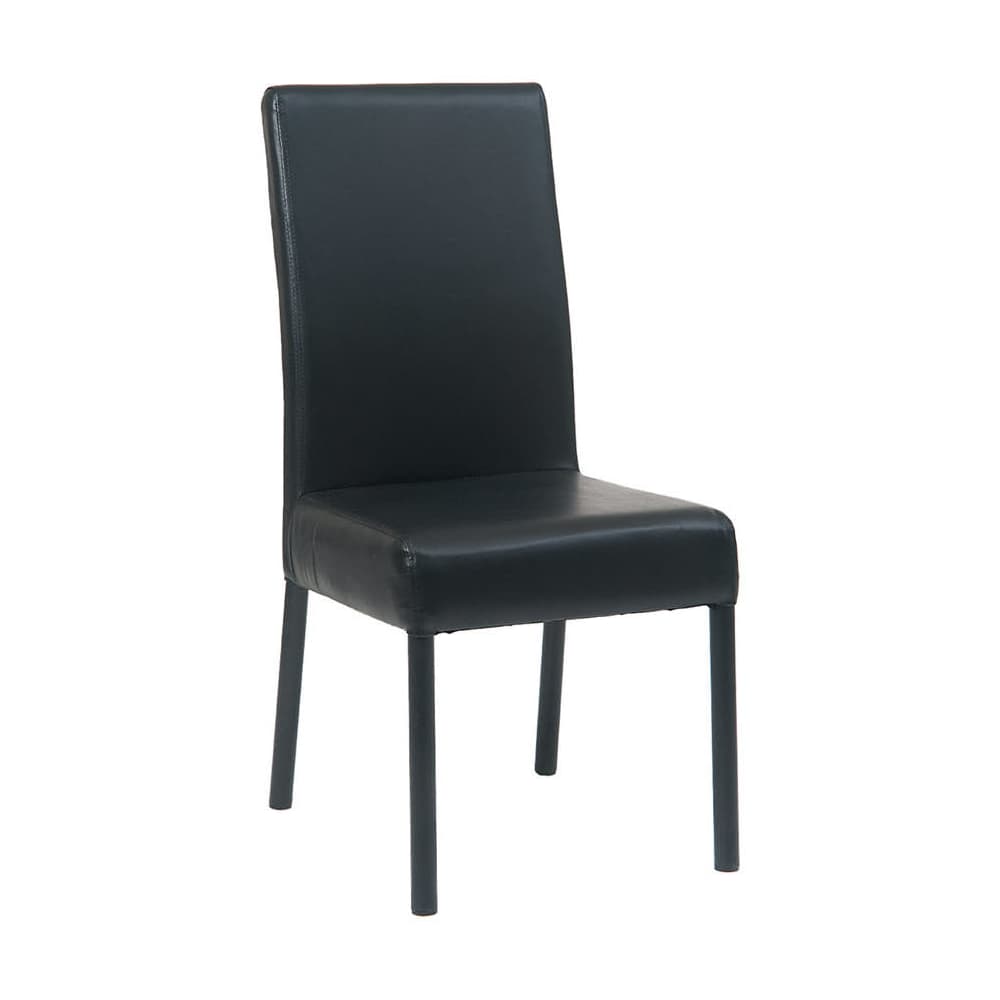 Dining chair selection, Metal Parsons Lounge in black finish and black vinyl