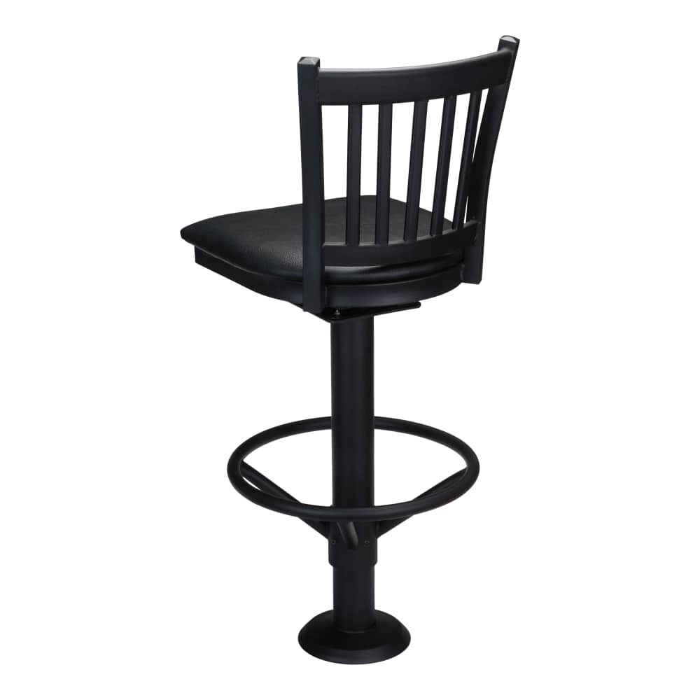 Vertical Slat Bolt-Down Metal Swivel Bar Stool