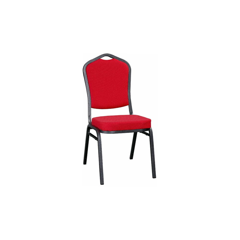 Metal Stack Chair, Silver Vein Frame with Red Fabric
