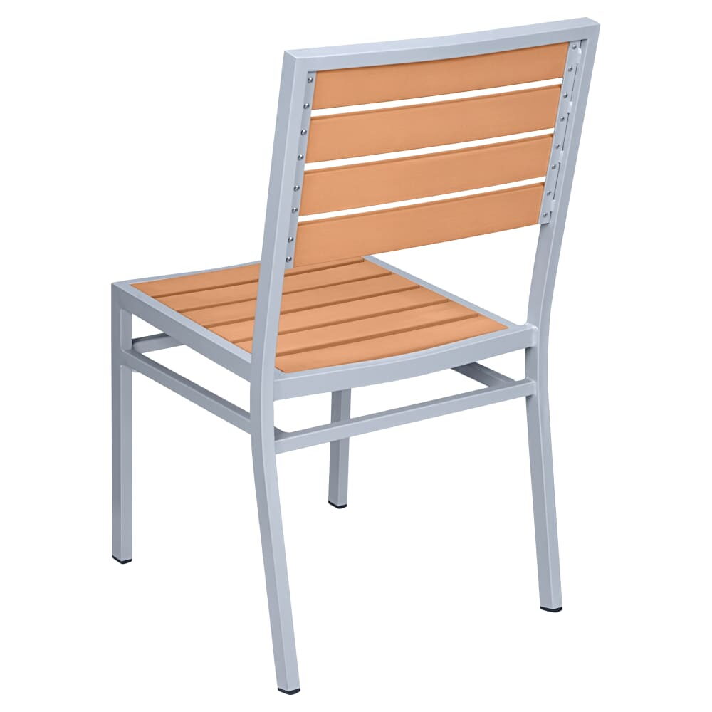 Gray Finish Patio Chair with Faux Teak