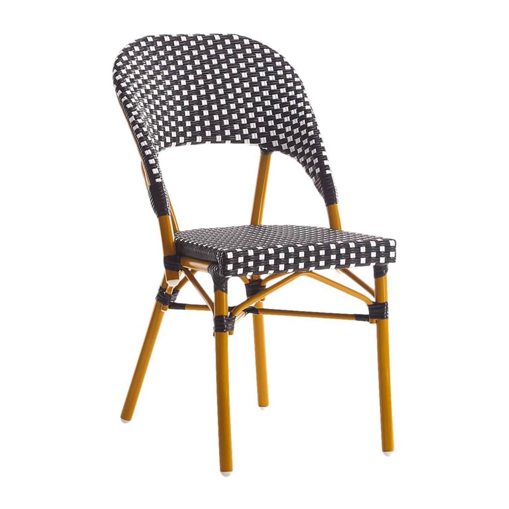 Dining chair selection, Metal bamboo patio with black and white rattan and Cherry frame