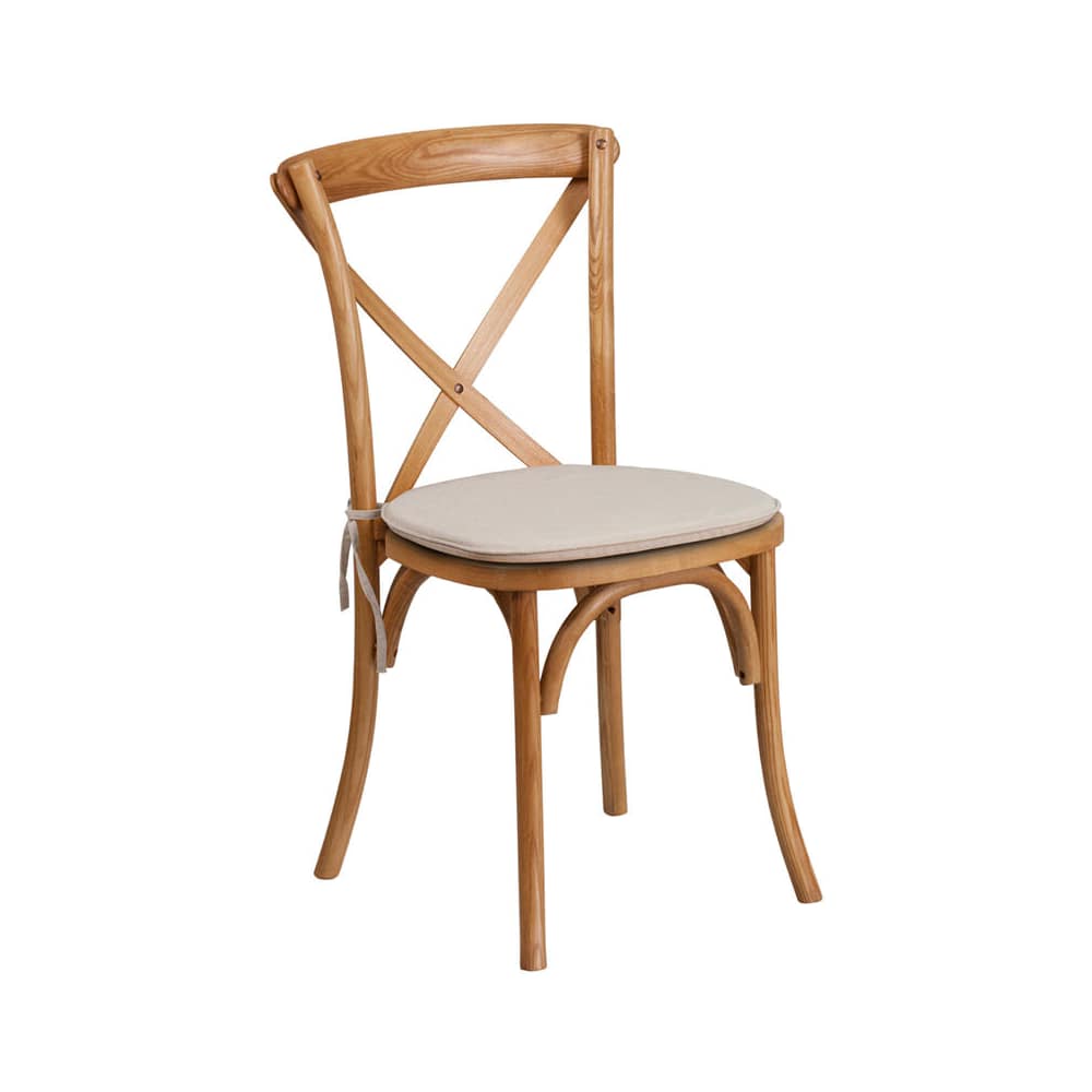 Dining chair selection, Stackable X back wood with Cushioned seat