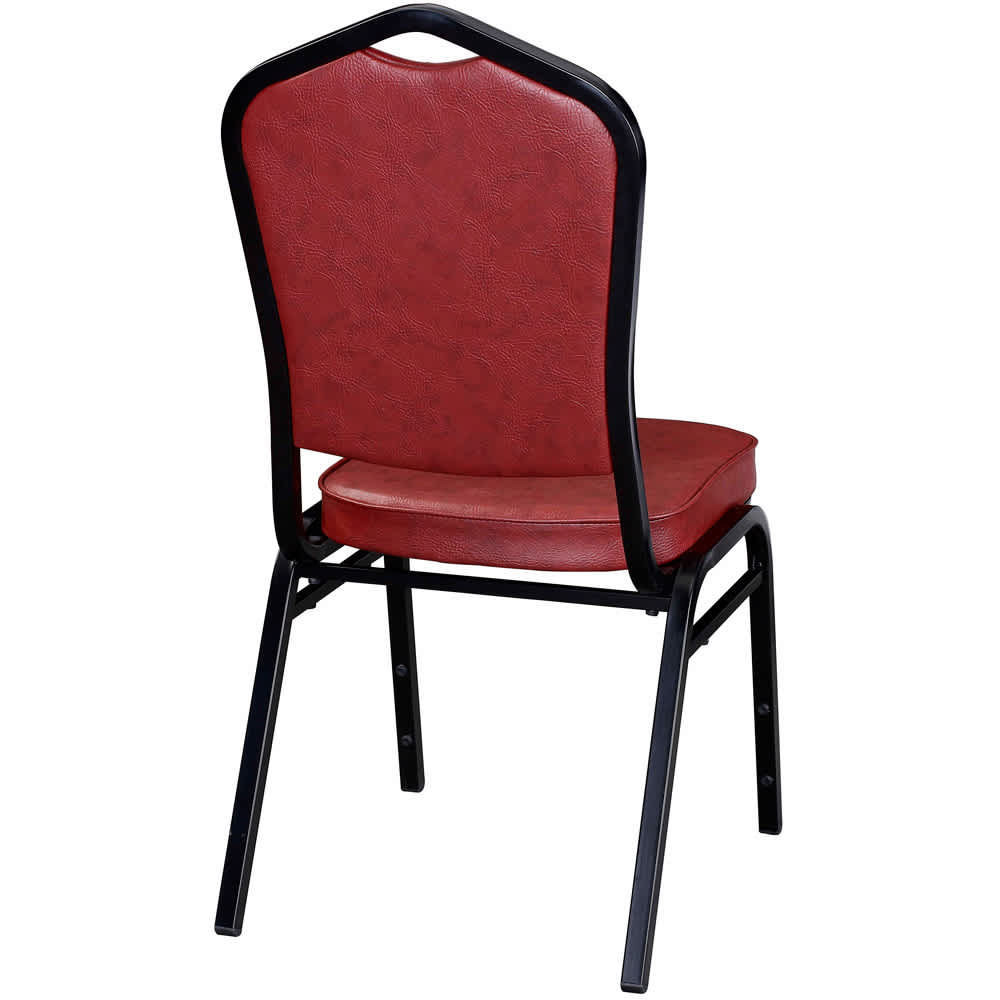 Dining chair selection, Stack with black frame finish and Wine vinyl