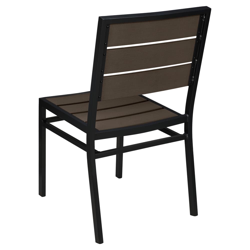Dining chair selection, Black aluminum with dark walnut faux teak