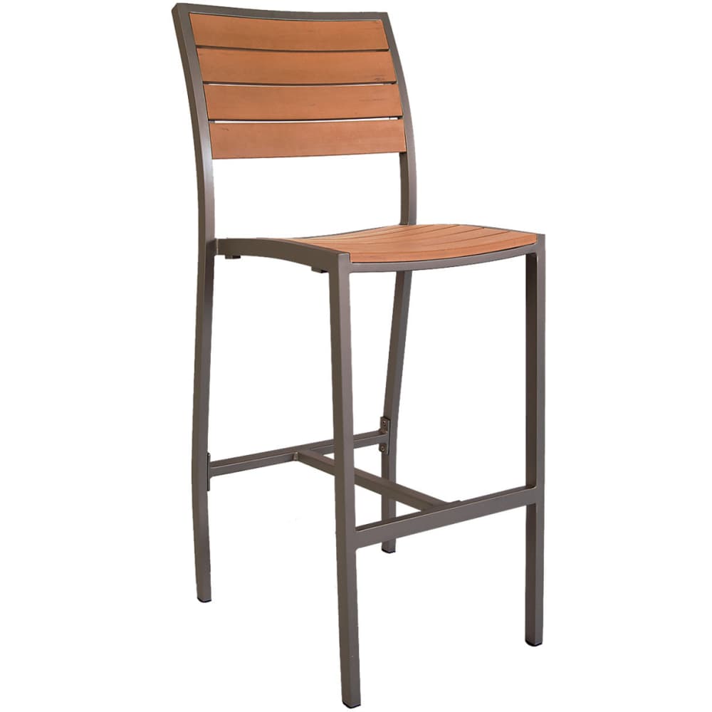 Bar stool selection, Aluminum Rust Colored patio with faux teak