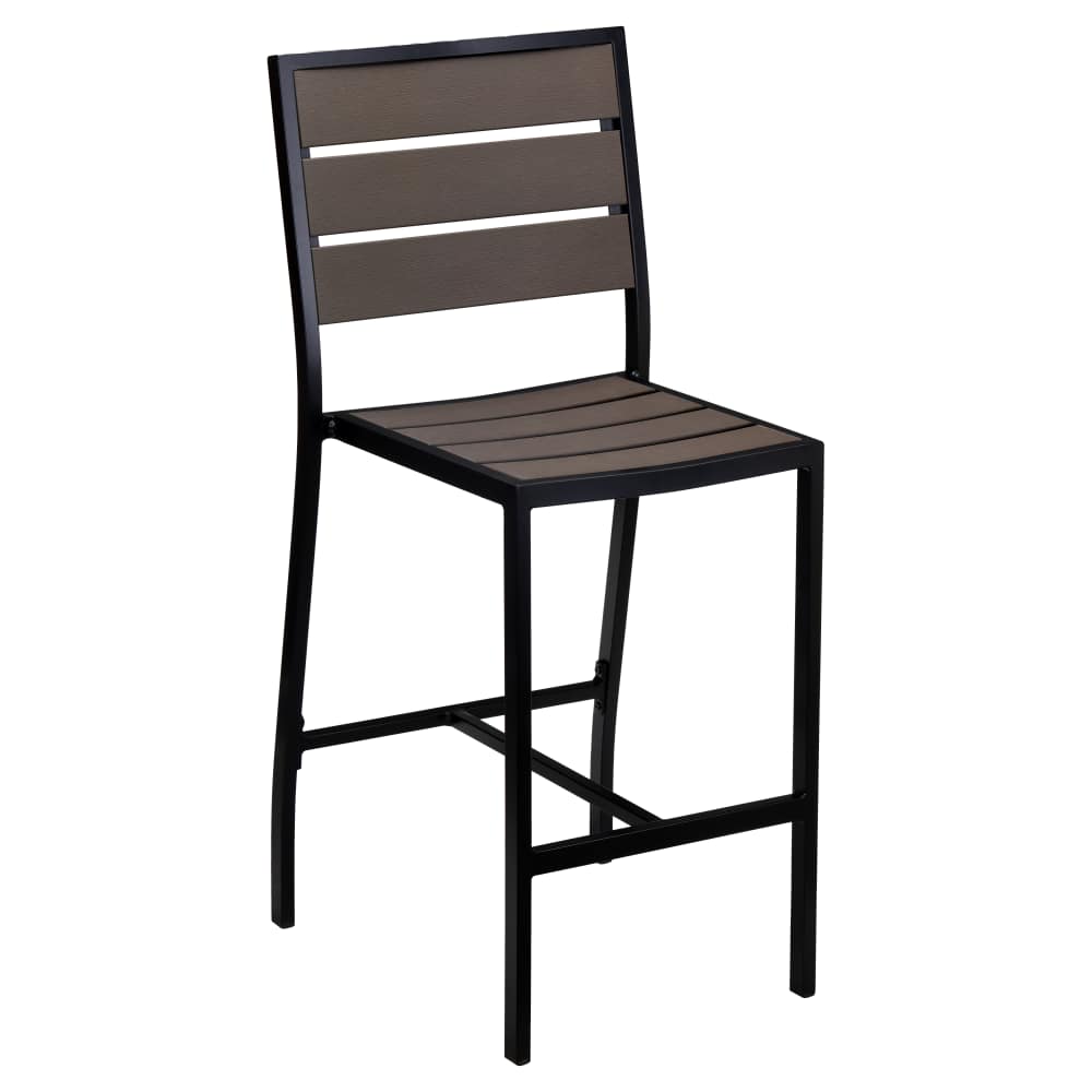 Seating set selection, Black aluminum and dark walnut bar-height patio