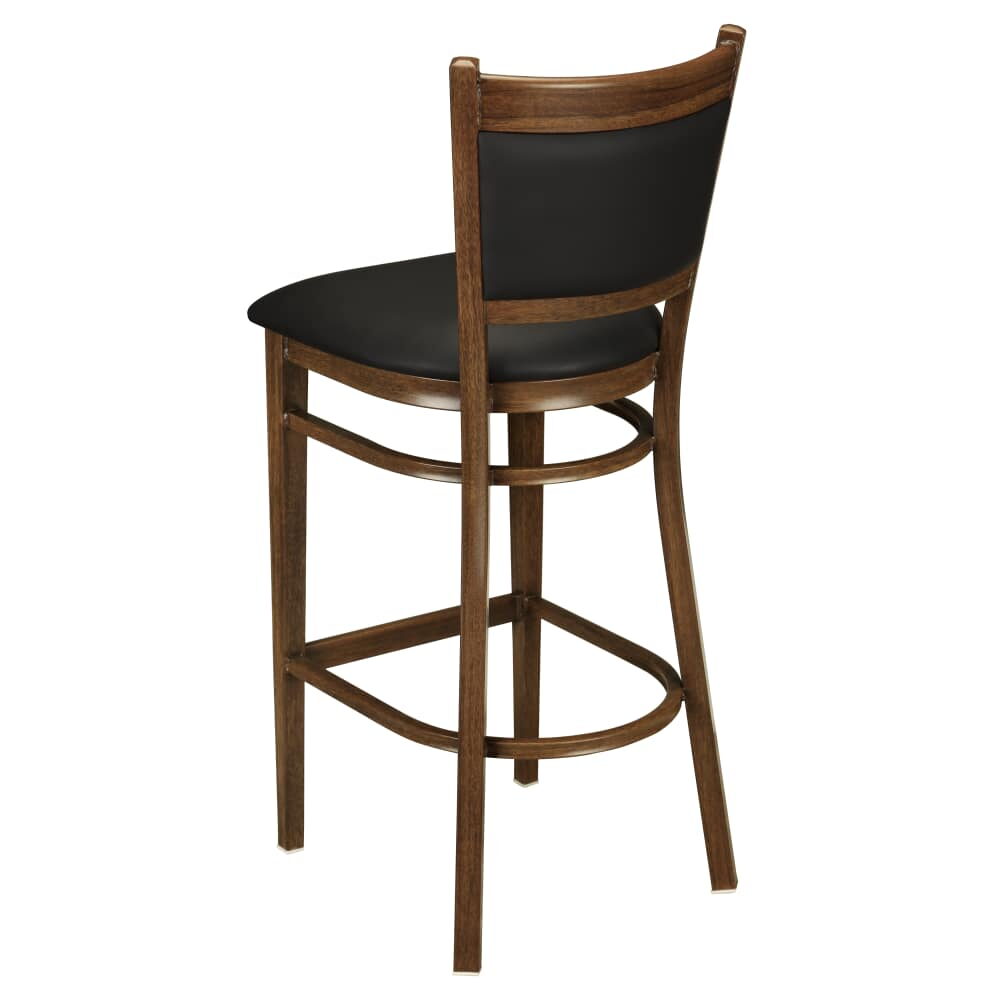 Metal Padded Bar Stool with Wood Look Finish