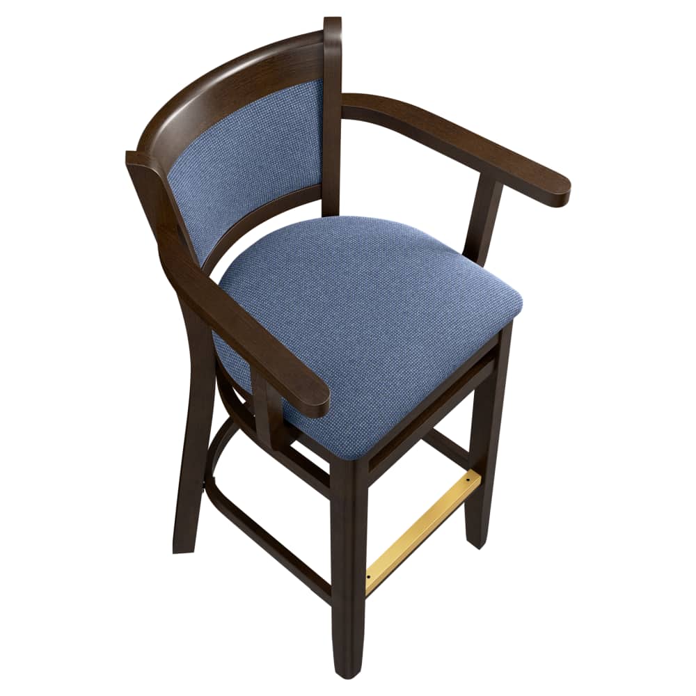 Padded Back Wood Bar Stool with Arms
