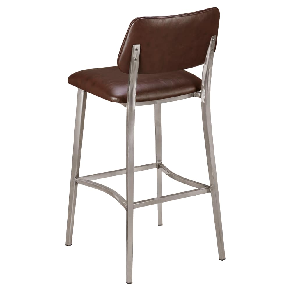 Bar stool selection, Luca metal with padded back in clear Coat finish