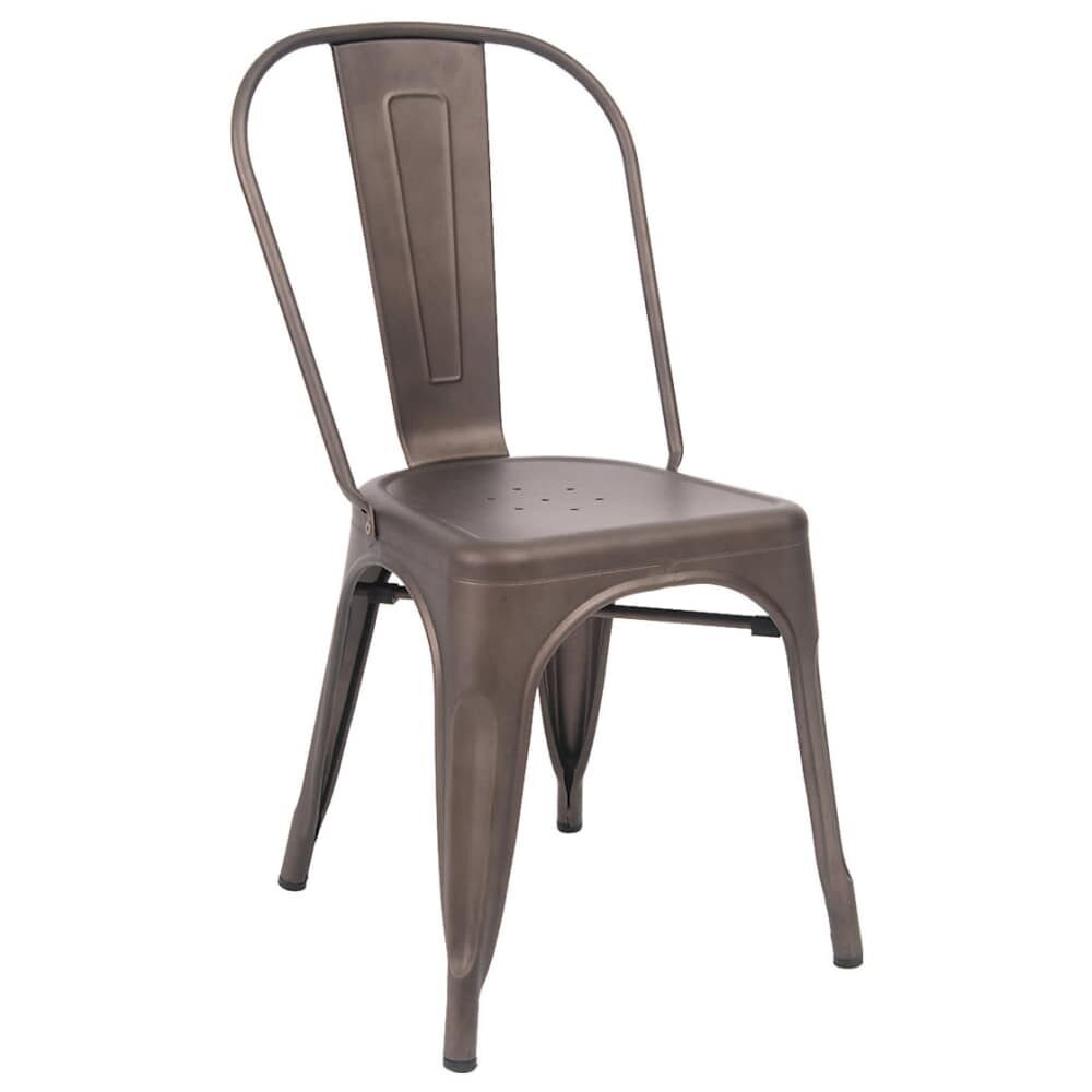 Bistro-Style Metal Chair in Dark Gray Finish
