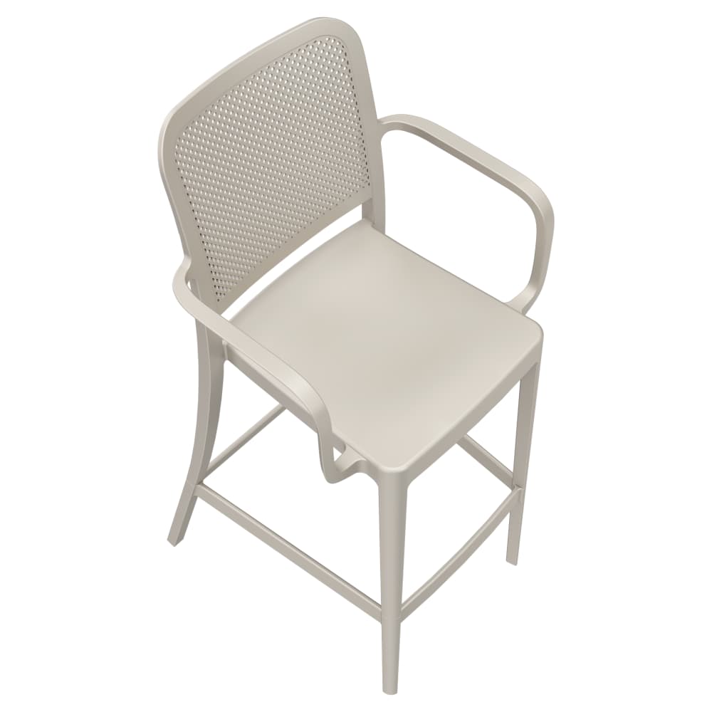 Bar stool selection, Rowan perforated outdoor resin with arms