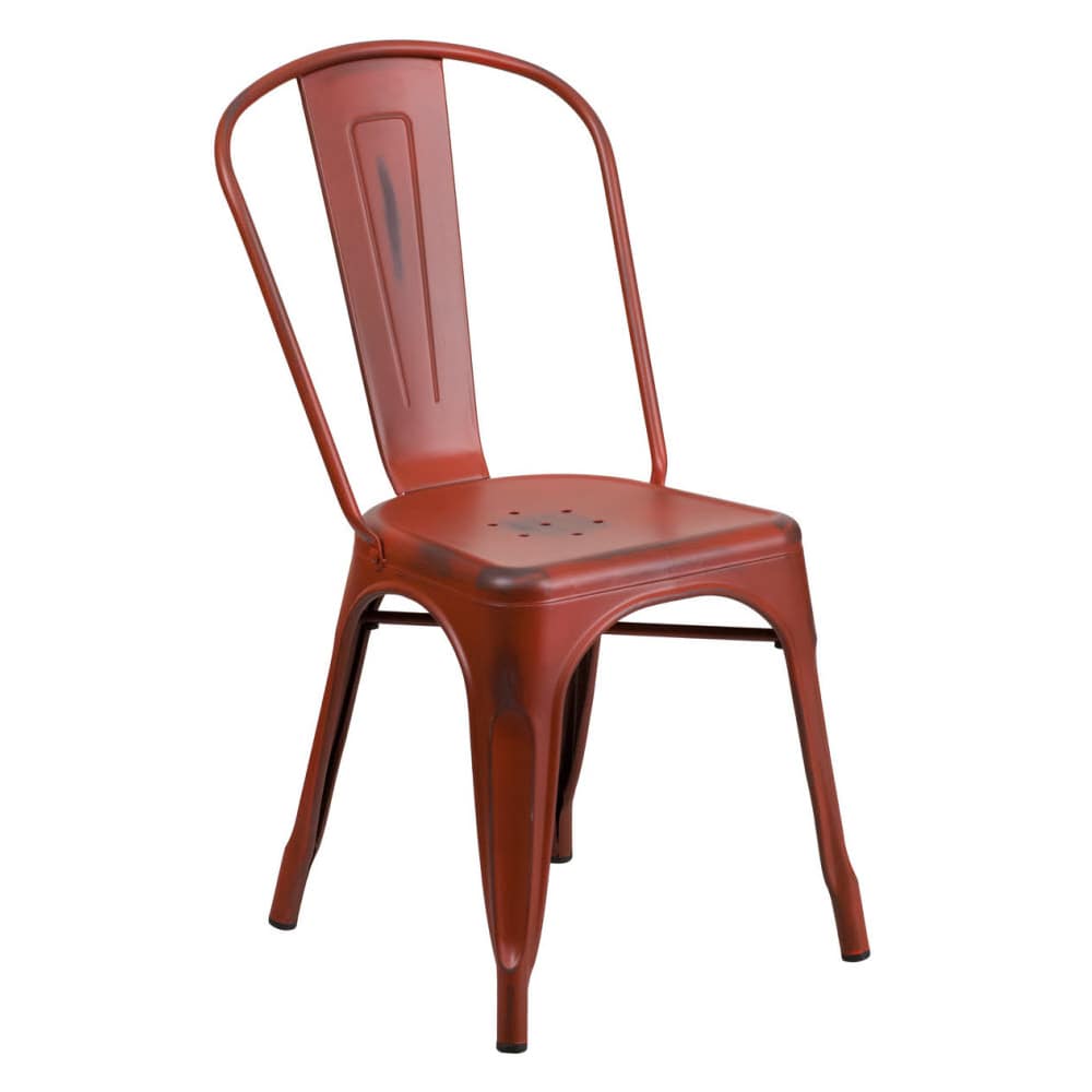 Dining chair selection, Bistro Style metal in Distressed red finish
