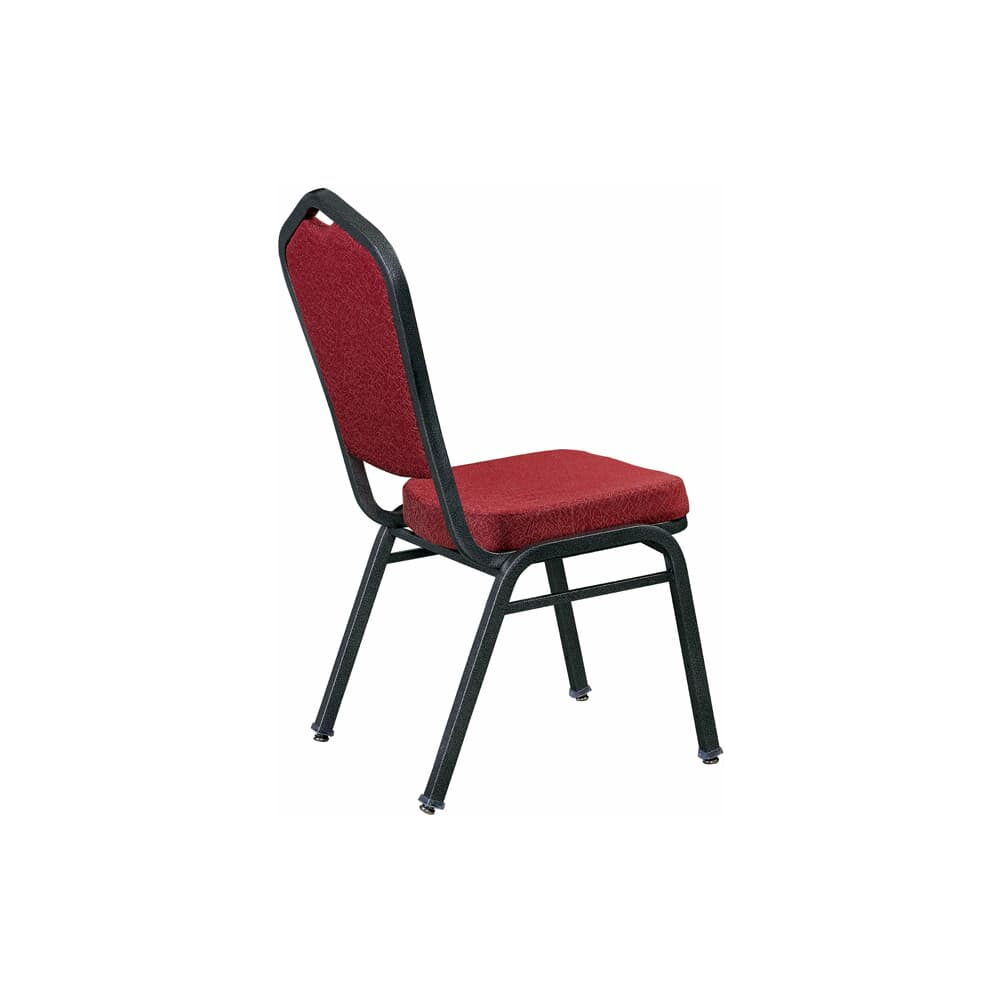 Metal Stack Chair, Silver Vein Frame with Red 2438 Fabric