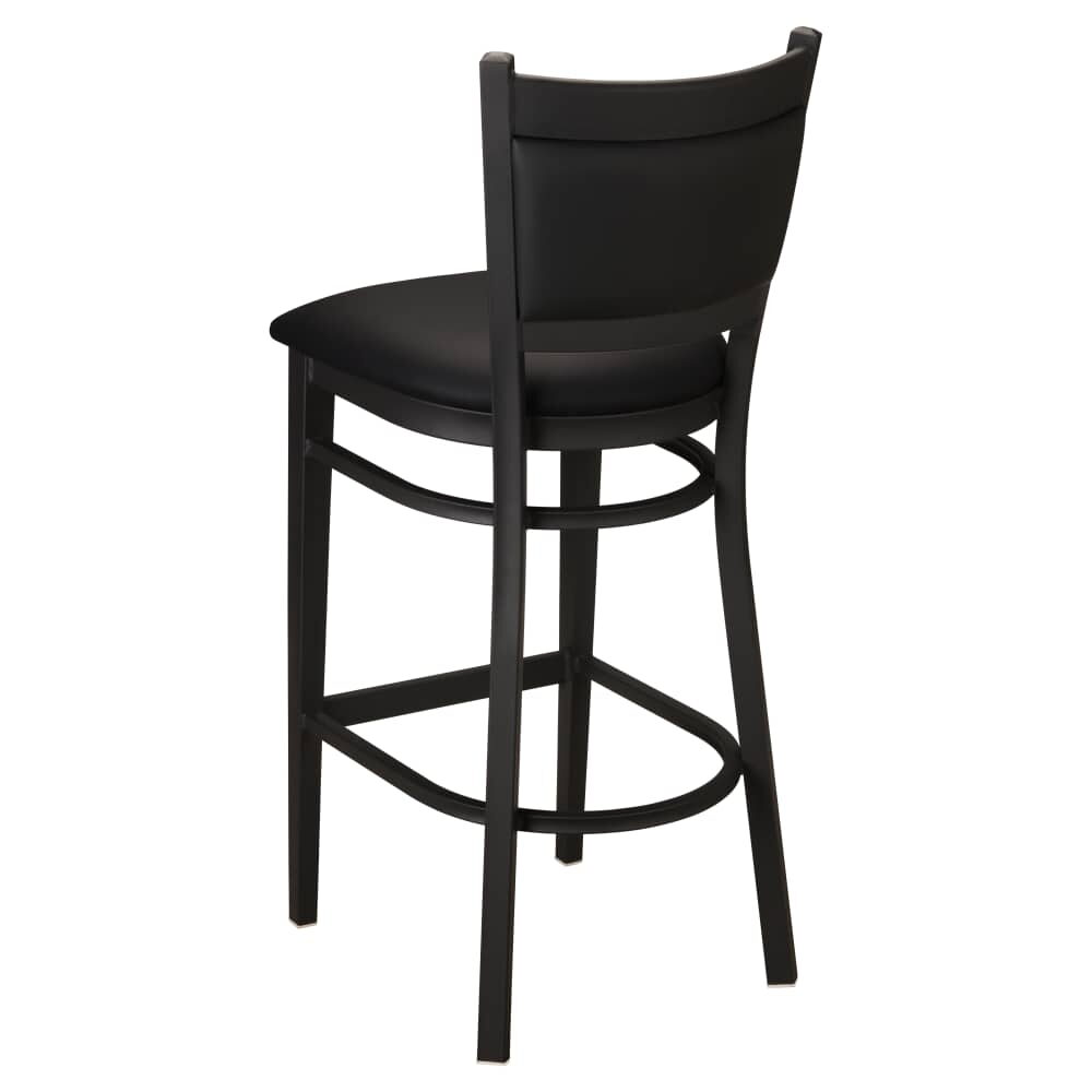 Black Vinyl Padded Back Metal Bar Stool