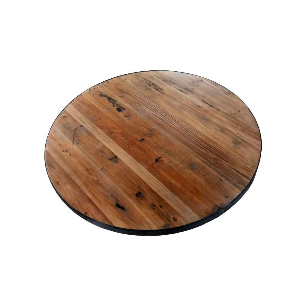 Tabletop selection, Reclaimed wood plank with metal edge