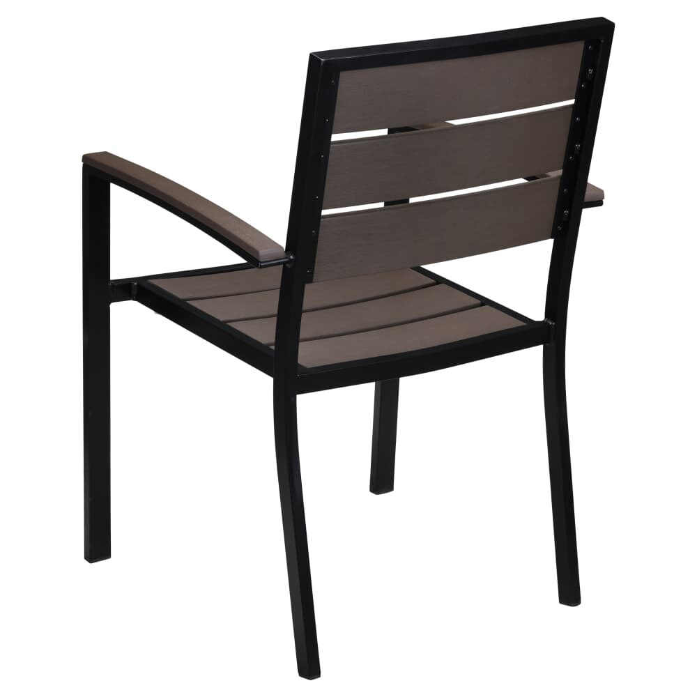 Black Aluminum Armchair with Dark Walnut Faux Teak