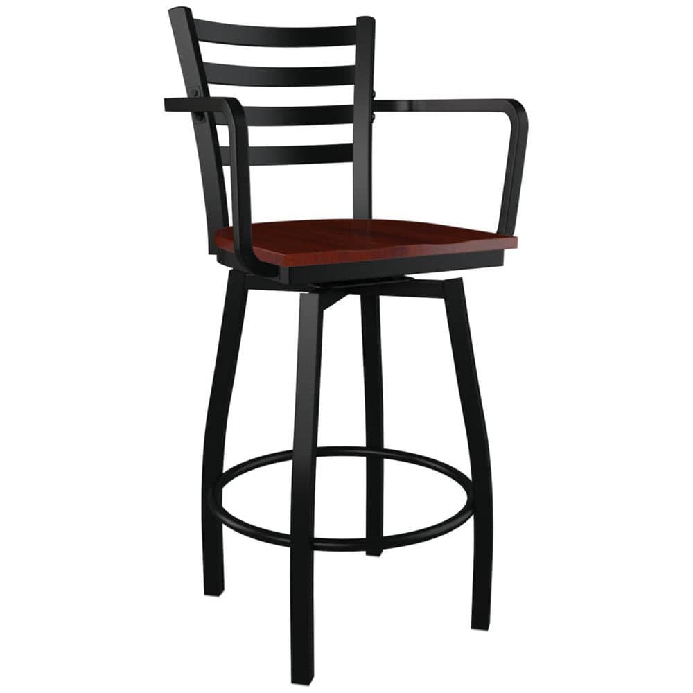 Bar stool selection, Swivel ladder-back metal with arms