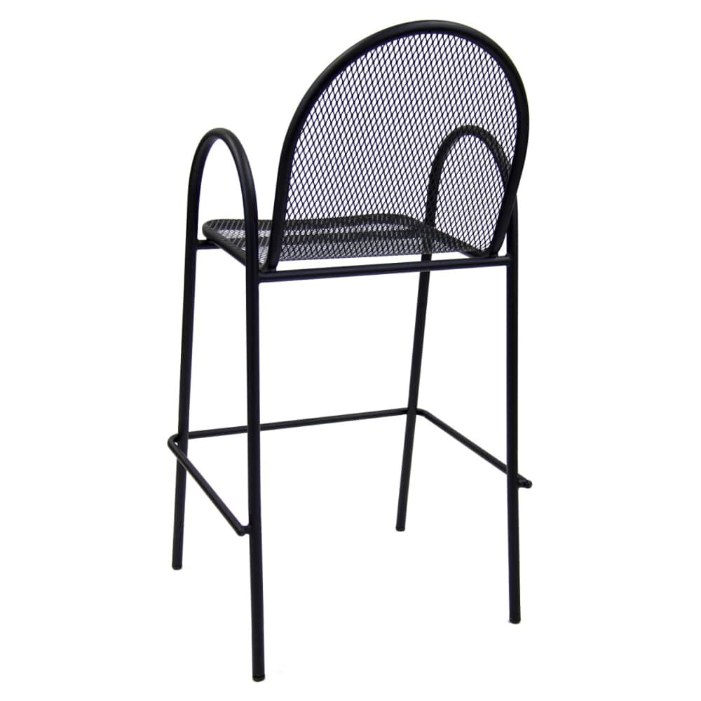 Black Metal Mesh Patio Arm Bar Stool