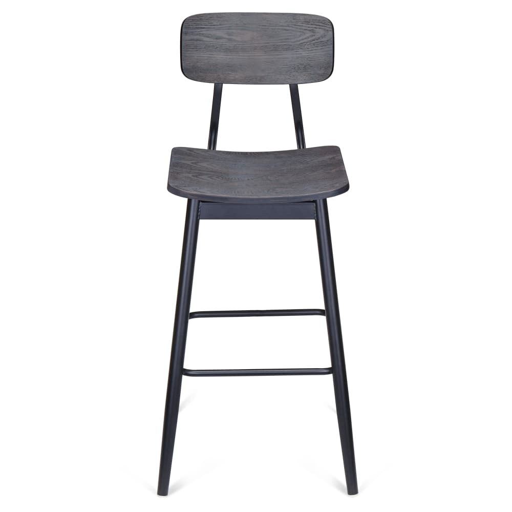Basel Metal Bar Stool with Wood Back and Seat