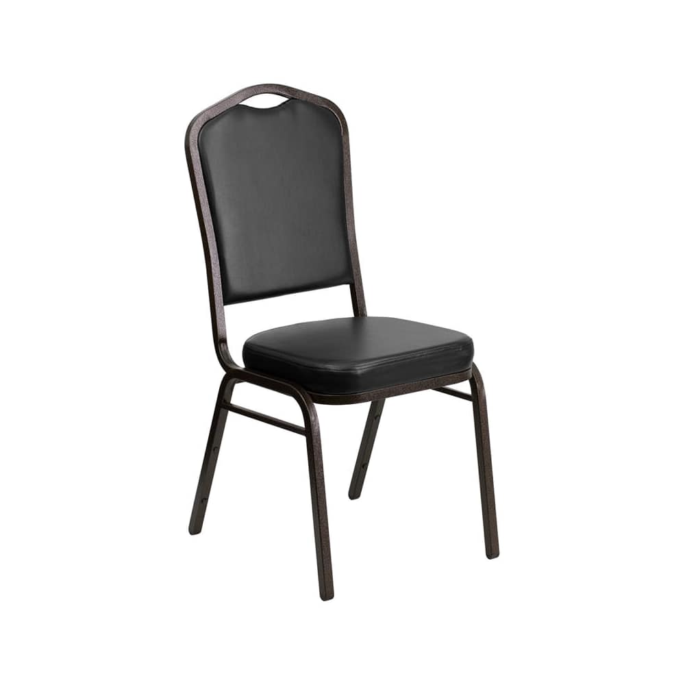 Dining chair selection, Gold vein metal stack in black vinyl