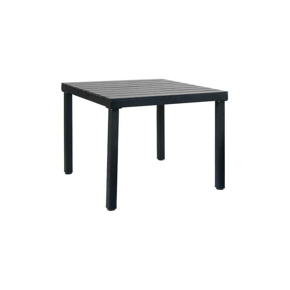 Dining table selection, Black metal frame and black faux teak top