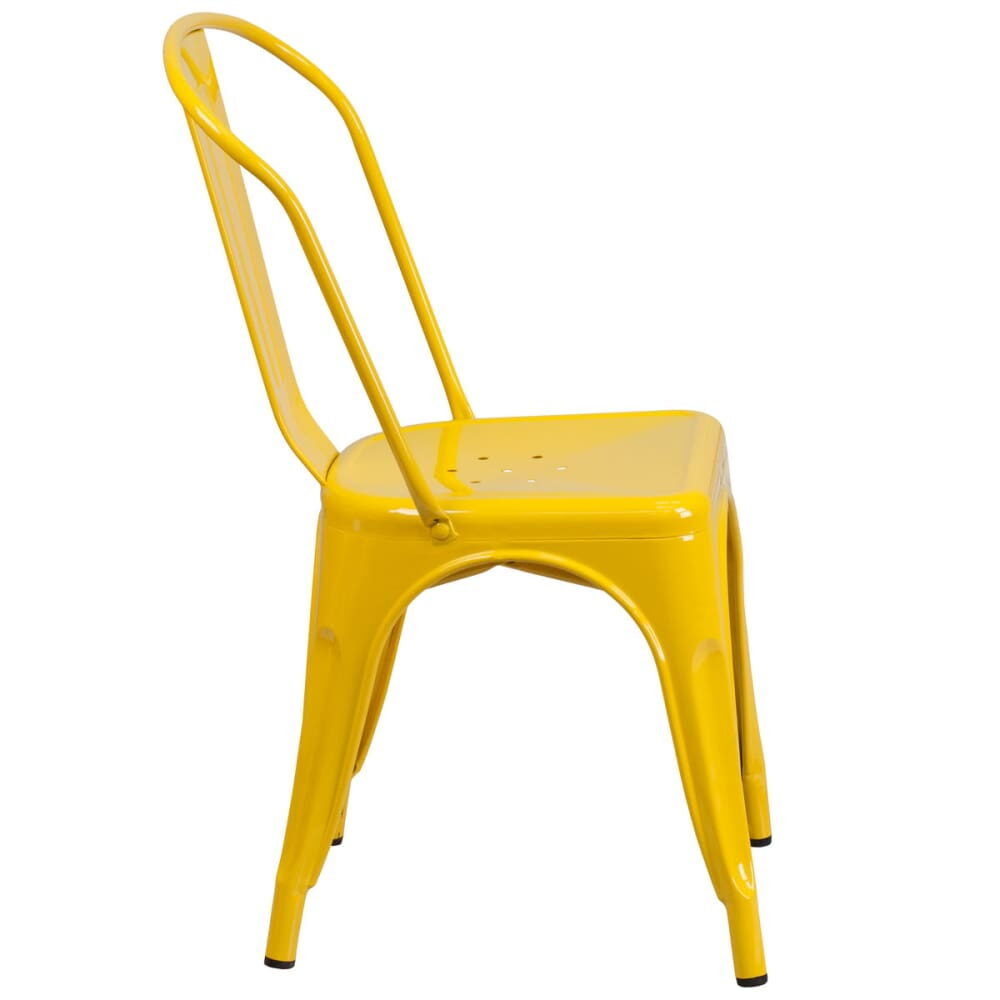 Bistro-Style Metal Chair in Yellow Finish