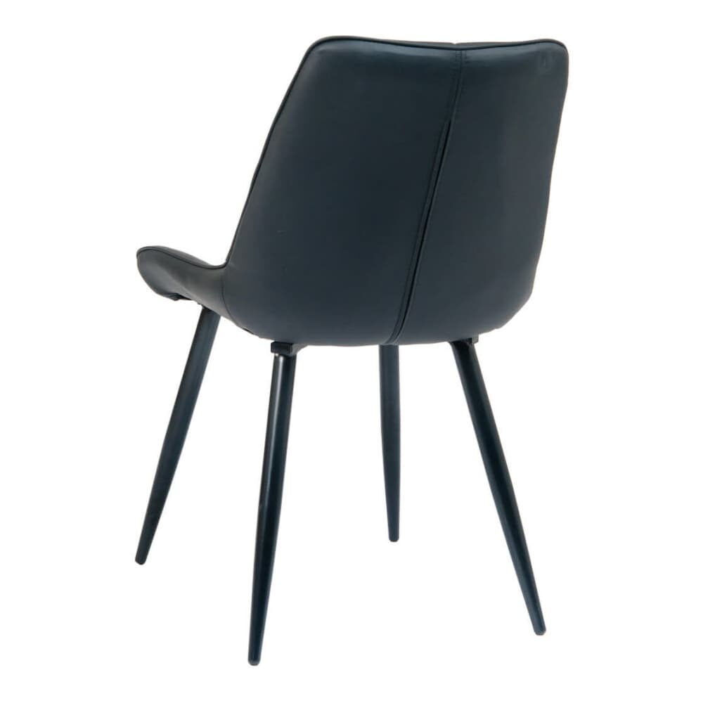 Black Metal Chair with Padded Black Vinyl Upholstery