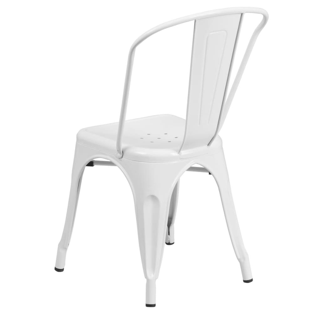Bistro-Style Metal Chair in White Finish