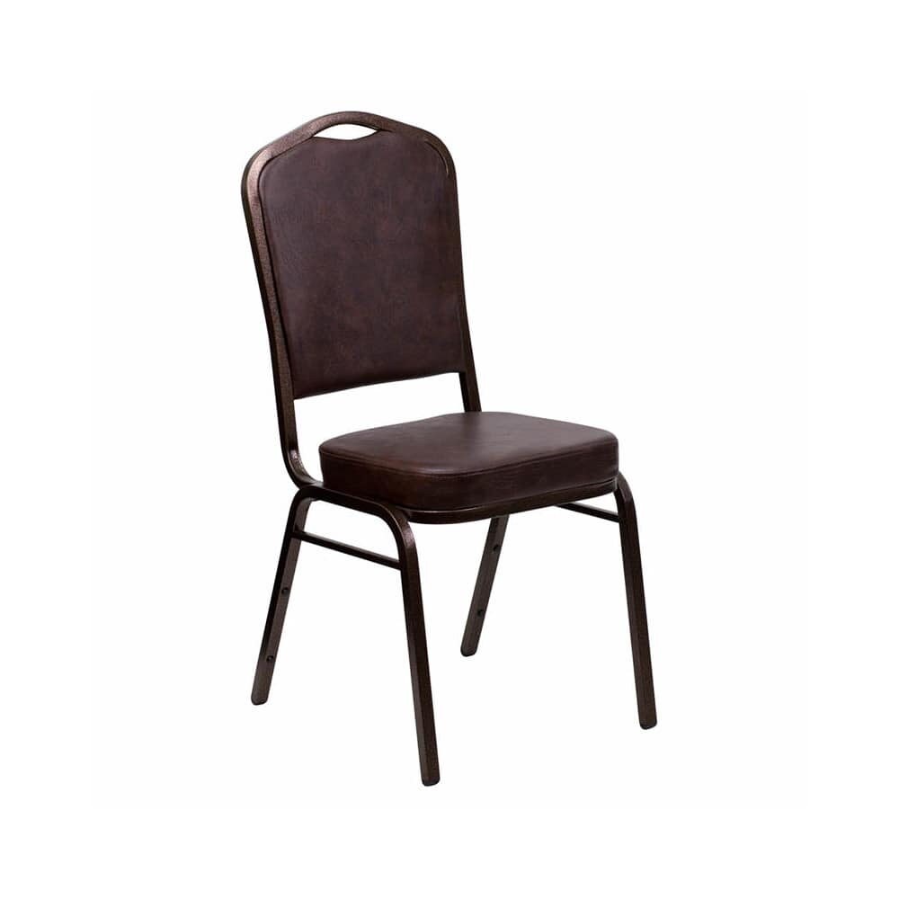 Copper Vein Metal Stack Chair in Brown Vinyl