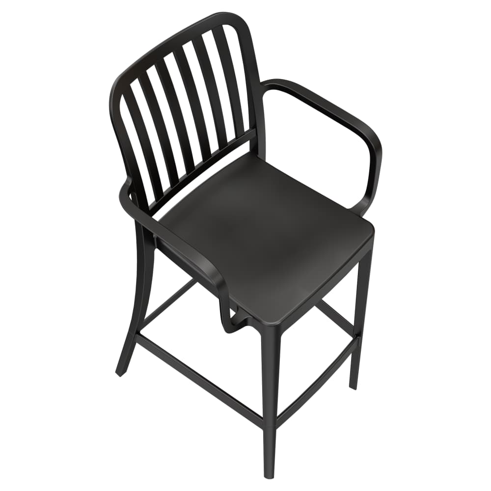 Bar stool selection, Miles slat-back outdoor resin with arms