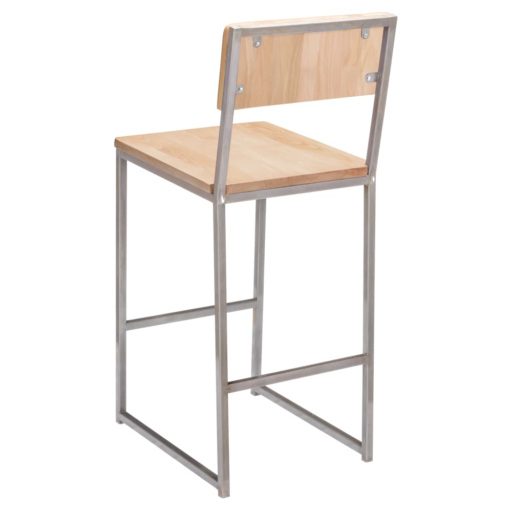 Bar stool selection, Indy metal with clear Coat finish and wood back