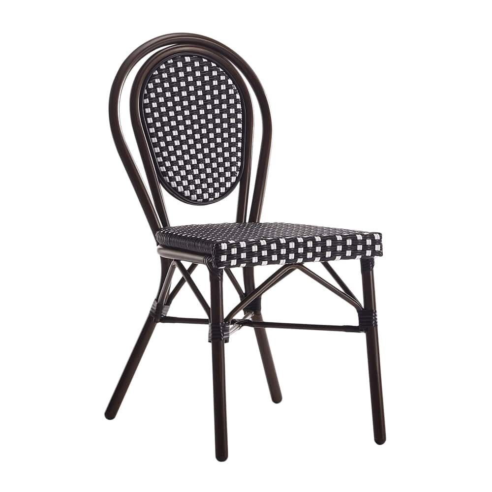 Patio Chair in Brown Finish and Black and White Rattan