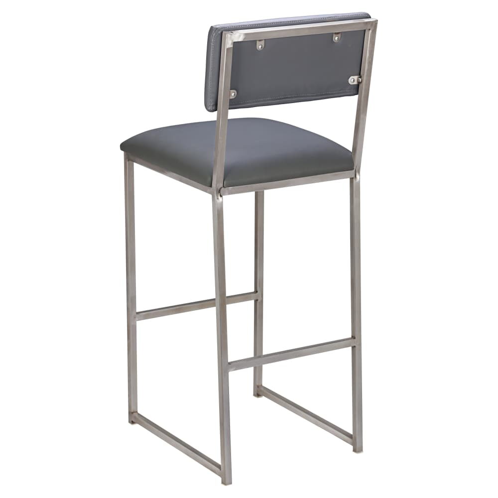 Indy Metal Bar Stool with Clear Coat Finish and Padded Back