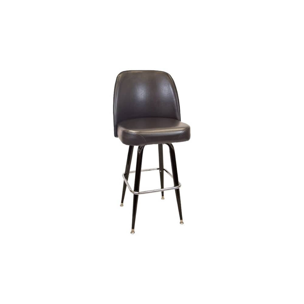Swivel Bar Stool with Black Coated Frame and Extra Large Seat