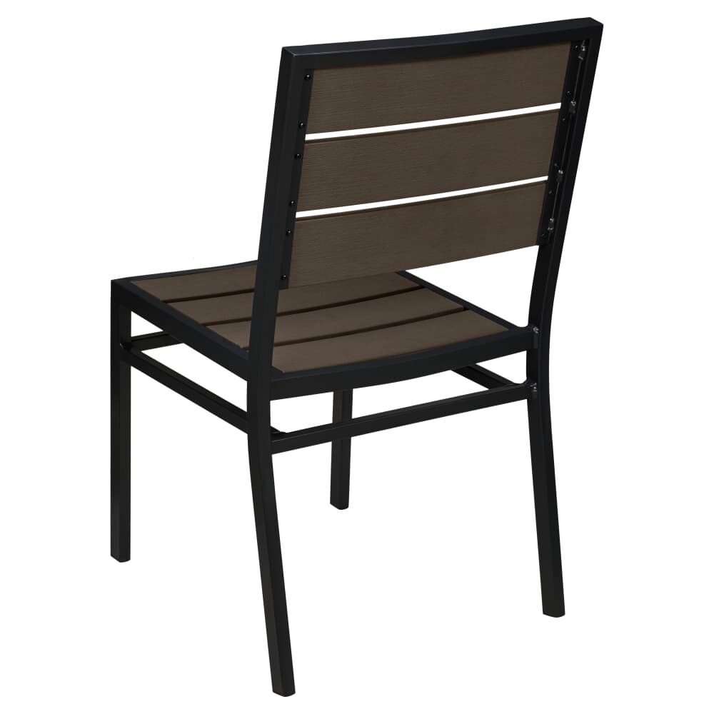 Black Aluminum Chair with Dark Walnut Faux Teak