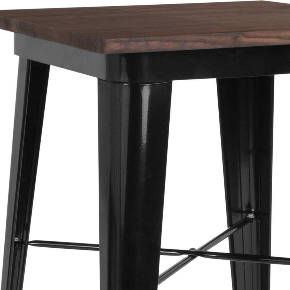 Bar table selection, Industrial black bar-height with dark walnut wood top