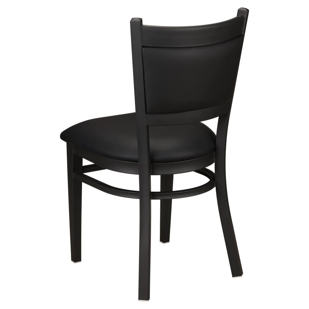 Dining chair selection, Black vinyl padded back metal
