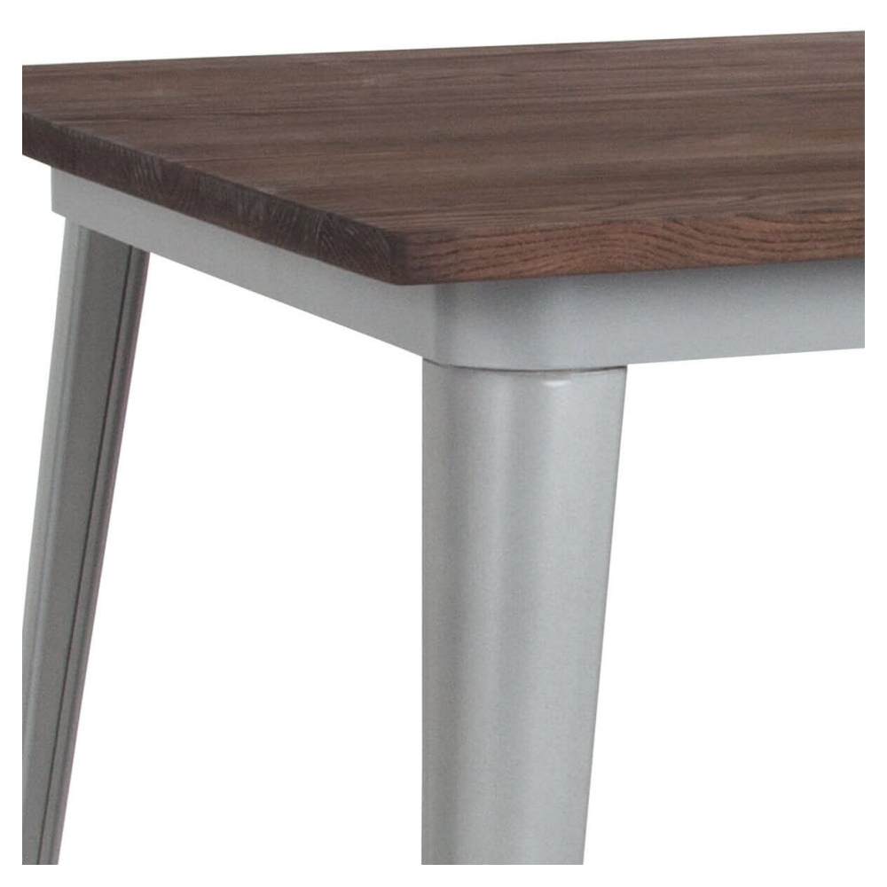 Dining table selection, Industrial Silver with dark walnut wood top