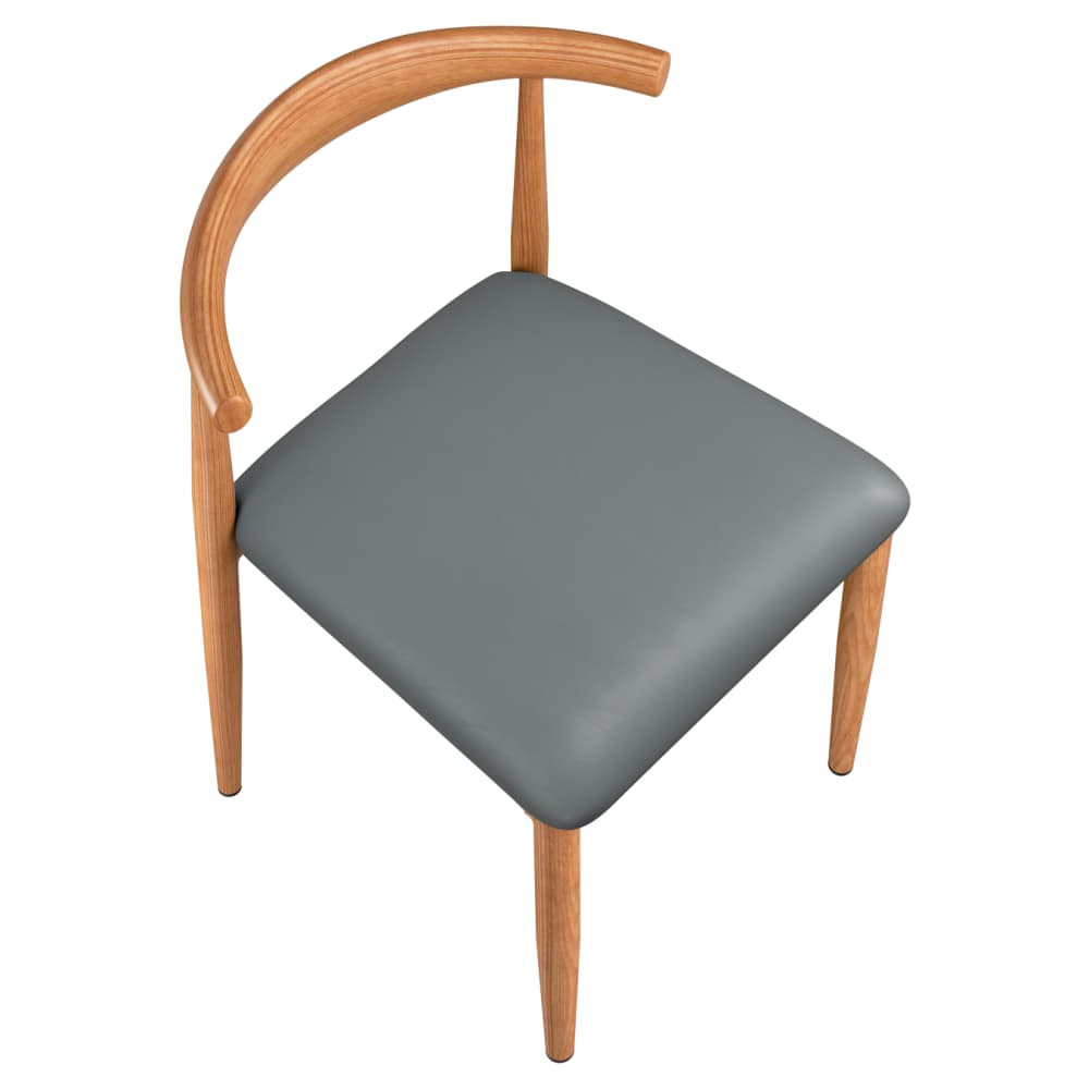 Dining chair selection, Wood Grain metal in natural finish with padded seat
