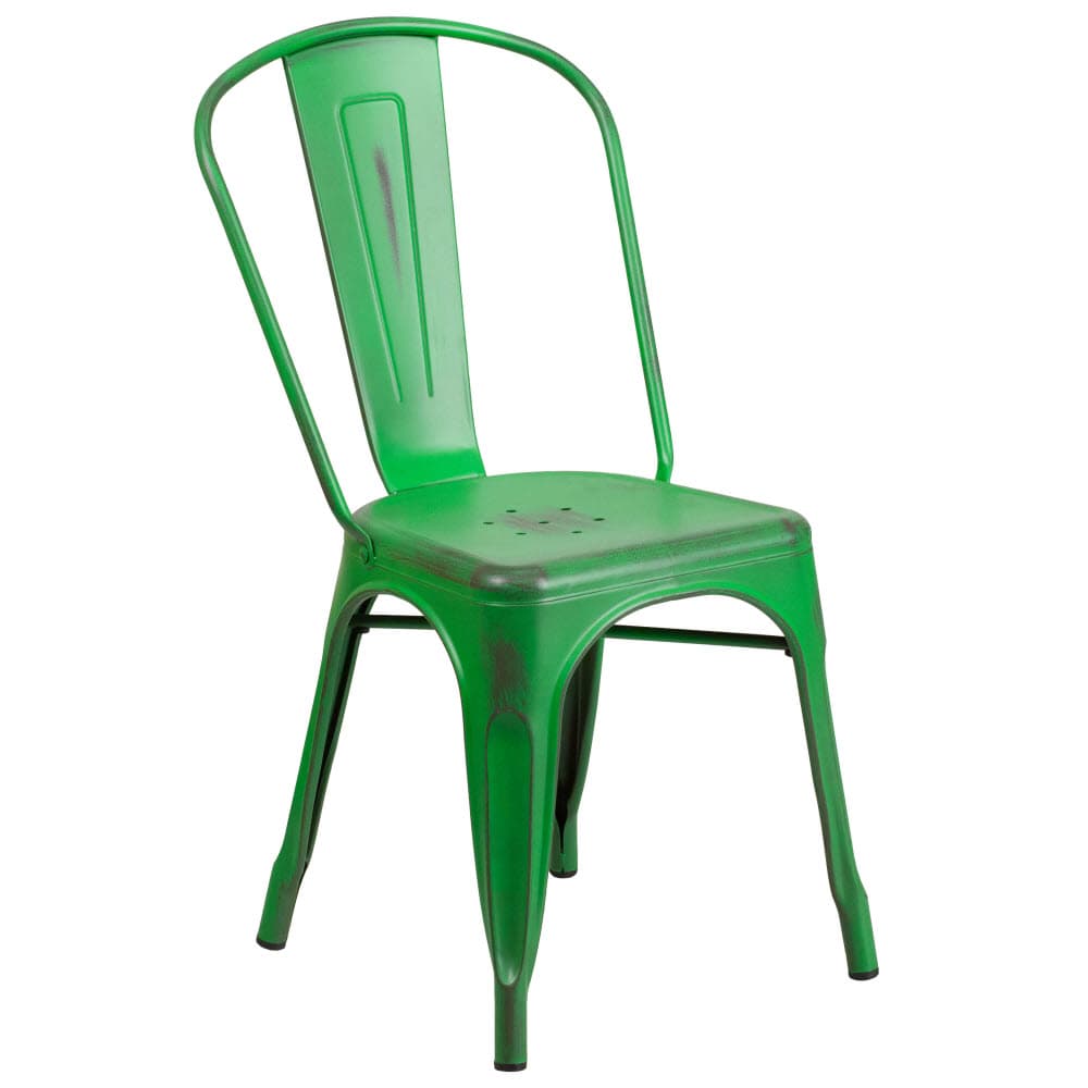 Dining chair selection, Bistro Style metal in Distressed green finish