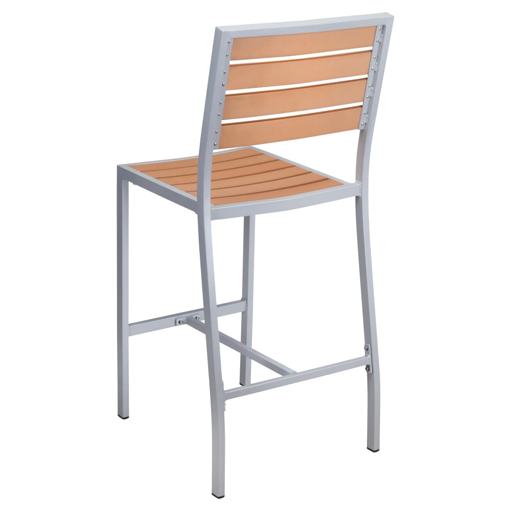 Bar stool selection, Gray finish patio with faux teak