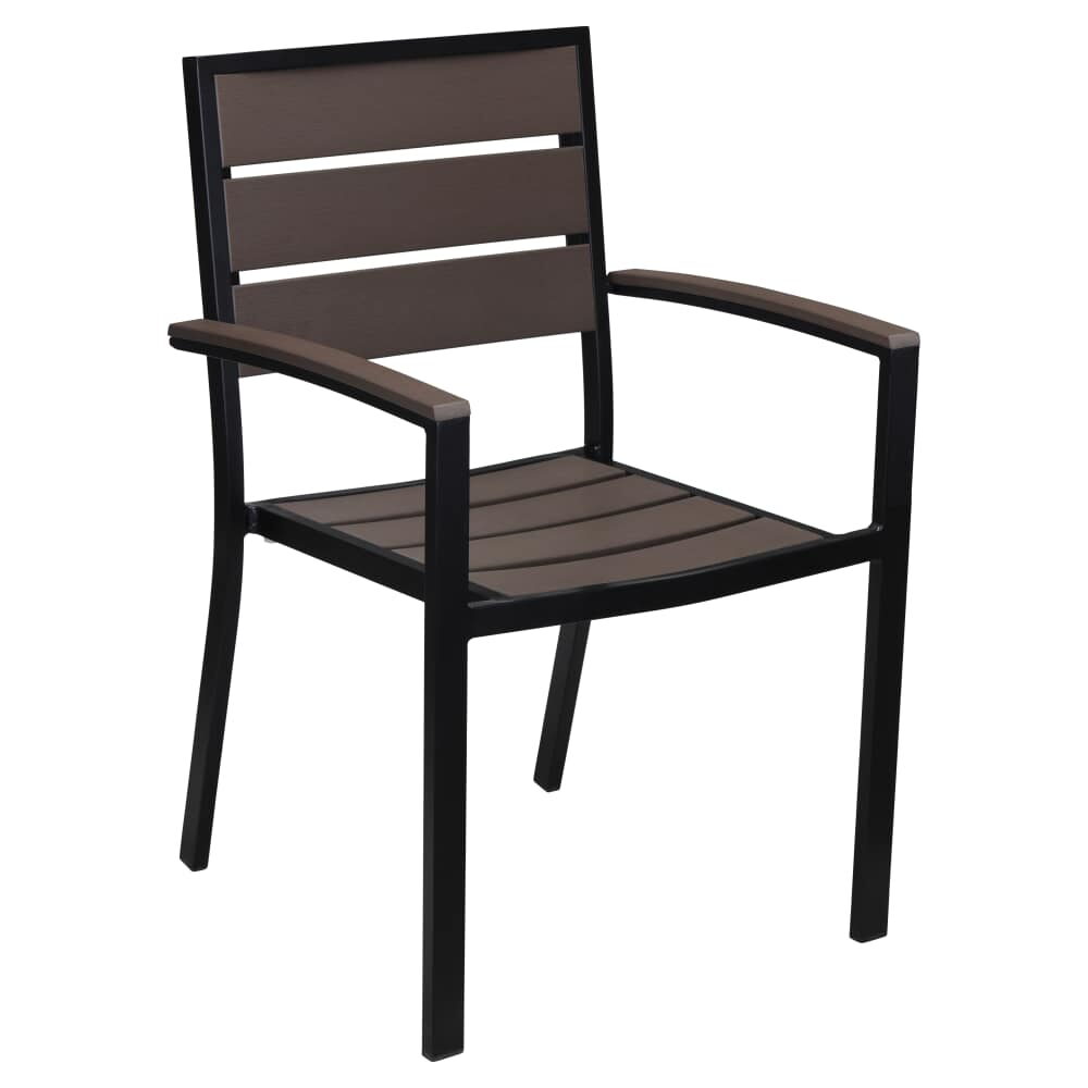 Black and Dark Walnut Patio Dining Set with Armchairs
